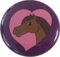 Button Pferd Herz pink